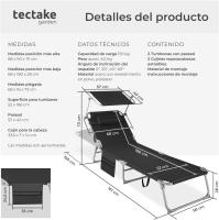 Tumbona de Jardín Exterior de Acero Tumbona Plegable con Reposacabezas, Parasol y Bolsillo Lateral - details 18
