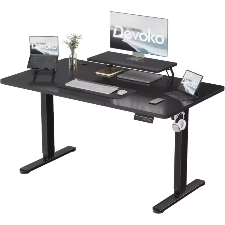 Escritorio Elevable Eléctrico Regulable en Altura Memoria Inteligente Ideal para Estudiar y Trabajar Negro 160x70cm - 1
