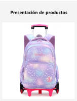 Mochila de Nylon Impermeable con Ruedas Patrón de Estampado 3 Piezas de Estuche y Carretilla - details 13