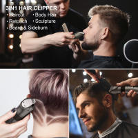 HATTEKER-cortadora de pelo profesional para hombres, Kit de aseo impermeable para hombres, cortadora de pelo 3 en 1, máquina de corte de pelo con carga USB - details 1