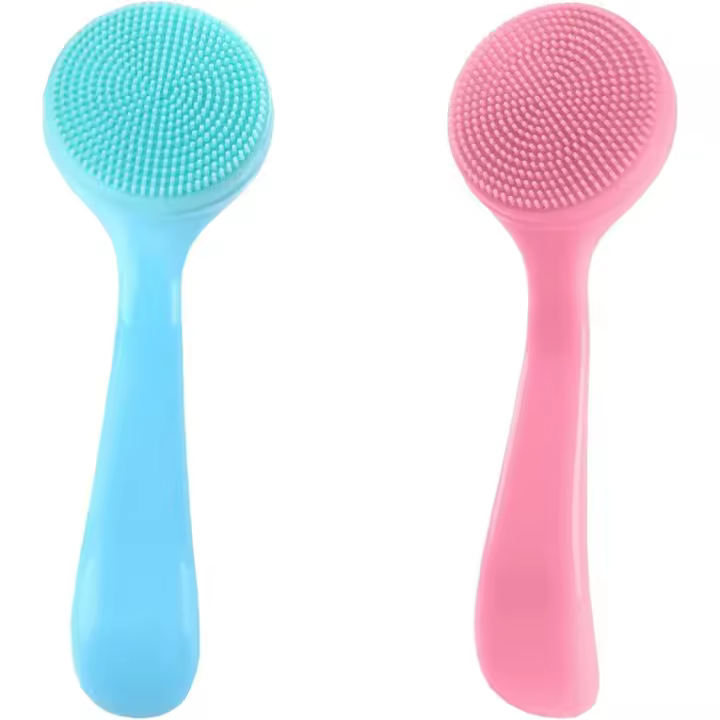 Paquete de 2 cepillos de limpieza facial, de silicona suave, exfoliante con mango de polietileno para eliminar - 1