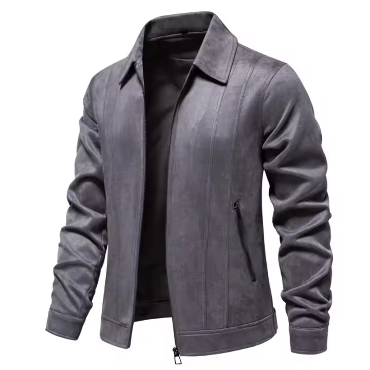 94 Chaqueta de tendencia de moda para exteriores de gamuza con cuello para hombre, otoño e invierno, nueva - 1