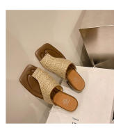Sandalias Platas Retro Francesas con Punta Tejida Zapatillas de Moda para Mujeres 2025 - details 11