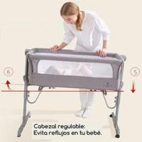 Minicuna Colecho Regulable, Multialturas, Reclinable, Colchón Incluido, Color Gris, 1 Unidad - details 8