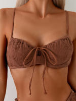 Conjunto de Bikini Bandeau con aros para mujer, traje de baño Sexy con cordón ajustable, 2024 - details 2