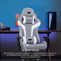 DR90 - Silla Gaming Profesional, Tejido Transpirable, reposabrazos 2D Acolchado, Base Nylon Reforzado, pistón Clase 4, cojín Lumbar y Cervical, Color Gris/Blanco - details 7