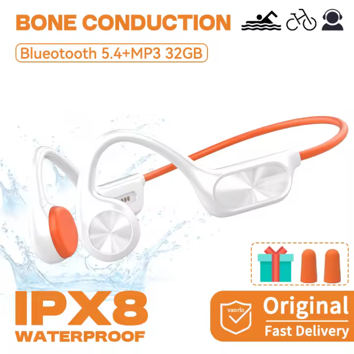 Bluetooth MP3 impermeable IPX8 con 32G de memoria, Hifi Auriculares conducción ósea para Nación, auriculares - 1