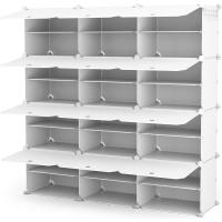 Zapatero de Plástico Portátil 8 Niveles, 32 Pares, Organizador para Armario, Entrada, Dormitorio, Pasillo Blanco, 2 x 8 - details 15