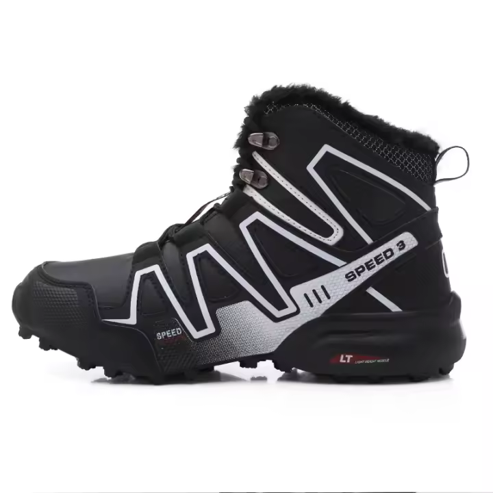 Botas de senderismo impermeables de cuero para hombre, botines de nieve para exteriores, zapatos de entrenamiento de senderismo de felpa, zapatos deportivos de senderismo, invierno, nuevo - 1
