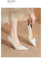 Nuevos tacones altos de las mujeres stiletto moda francesa temperamento boda novia zapatos de las mujeres blanco solo zapatos - details 13