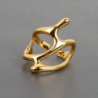 Anillo Geométrico Irregular Dorado-Plateado Diseño Chic para Hombres y Mujeres - details 2