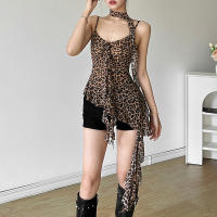 Nuevo chaleco delgado con estampado de leopardo para mujer, chaleco delgado con diseño de borla irregular - details 5