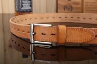 Cinturones de diseñador para hombre, piel de vaca auténtica de alta calidad, color marrón, de lujo,talla grande, 100% grano real - details 6