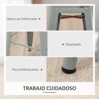 Silla de Comedor de Metal con Reposapiés para Comedor Carga 120 kg 44x49x116 cm Gris Plata - details 2