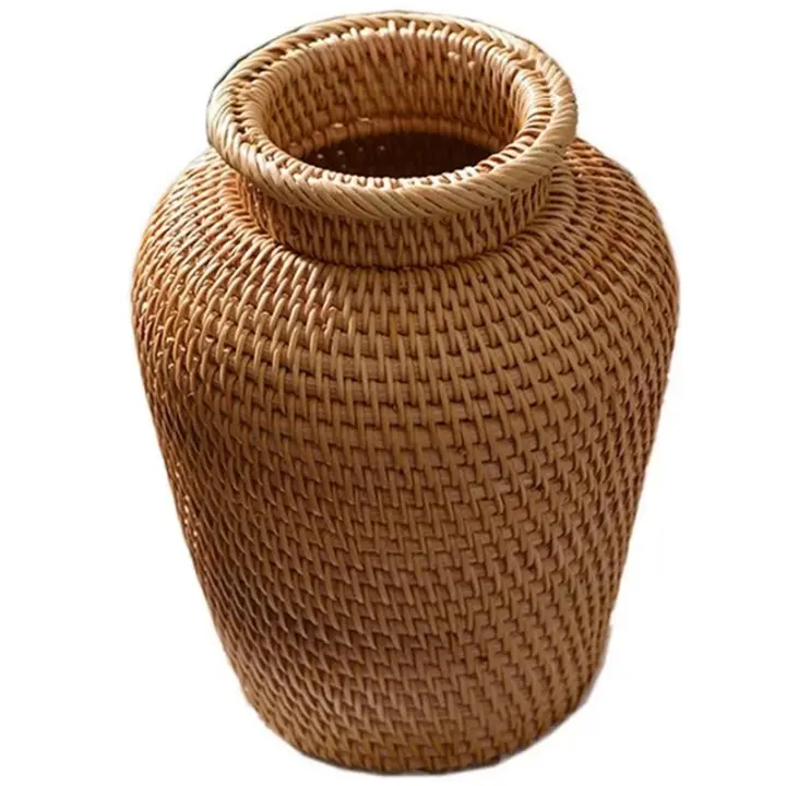 Cesta de mimbre colgante, maceta de ratán, cesta de flores, cesta de almacenamiento, florero de mimbre, cesta de flores tejida rústica - 1