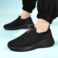 Nueva malla antideslizante informal totalmente negra a la moda para caminar, zapatos deportivos ligeros de marca de verano para hombre, precio bajo - details 4