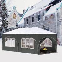 Carpa Gazebo 3x6m 6 Paredes Laterales Impermeable Protección UV 50+ Altura Ajustable Gris - details 0