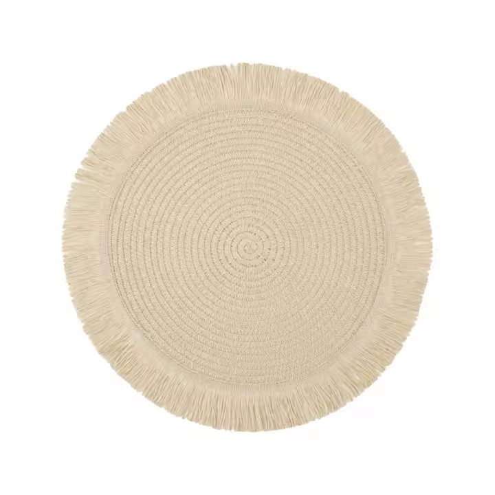 Mantel de Papel Tejido Minimalista con Flecos Posavasos Decorativos para Mesa de Cena Redondo con Aislamiento Térmico - 1