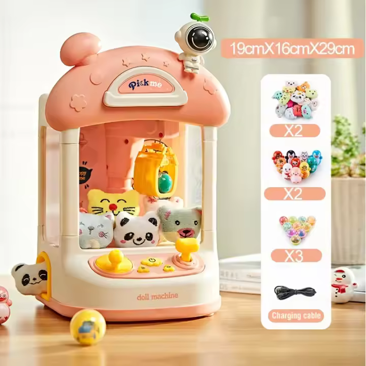 Mini grúa de juguete para niños, máquina de muñecas con dibujos animados de astronauta, juego de grúa con garra con música ligera, juguetes para niños, regalos - 1