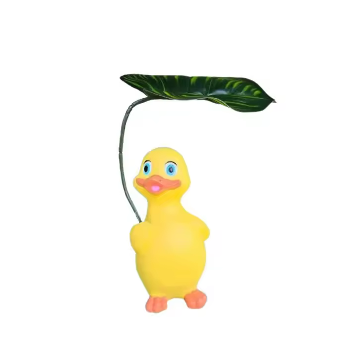 Micro paisaje de dibujos animados, sombrilla de pato, adorno de resina, estatua de patos bonitos, escultura de Animal impermeable para patio - 1