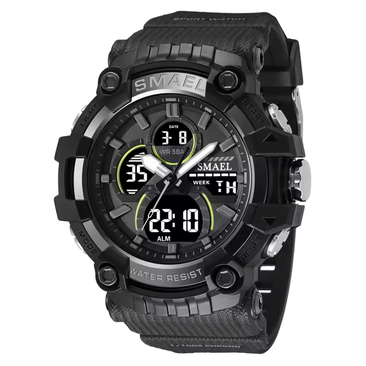 Reloj Deportivo SMAEL para Hombres con Doble Tiempo LED Digital Moda Cronógrafo de Cuentdown Caja de Aleación Impermeable Reloj Militar de Pulsera - 1