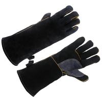 Guantes de cuero de vaca resistentes al calor y al fuego para chimenea, estufa, horno, parrilla, soldadura, barbacoa, manejo de animales - details 0