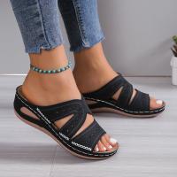 Sandalias de cuña para mujer, verano 2025, con bordado, suela gruesa, punta abierta, pantuflas, moda retro, casual, ligeras, plataforma, deslizantes. - details 4