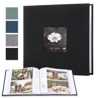 Álbum de fotos con cubierta de lino de 6 pulgadas, 200/300 fotos, tipo entrelazado, álbum de recortes grande, 100 páginas, libro de recuerdos DIY, crecimiento del bebé - details 6