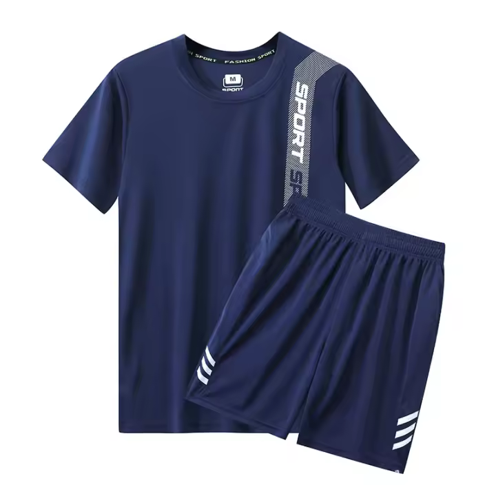 Conjunto de Camiseta Deportiva de Verano de Secado Rápido Cuello Redondo Material de Poliéster - 1