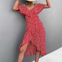 Vestido largo con tirantes y estampado floral para mujer, estilo bohemio de playa, moderno, un hombro, irregular, fresco diario - details 12