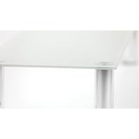 relaxdays Mueble TV de Cristal, Mesa Televisión, Vidrio y Metal, 100 x 35 x 17 cm, Blanco y Plateado - details 6