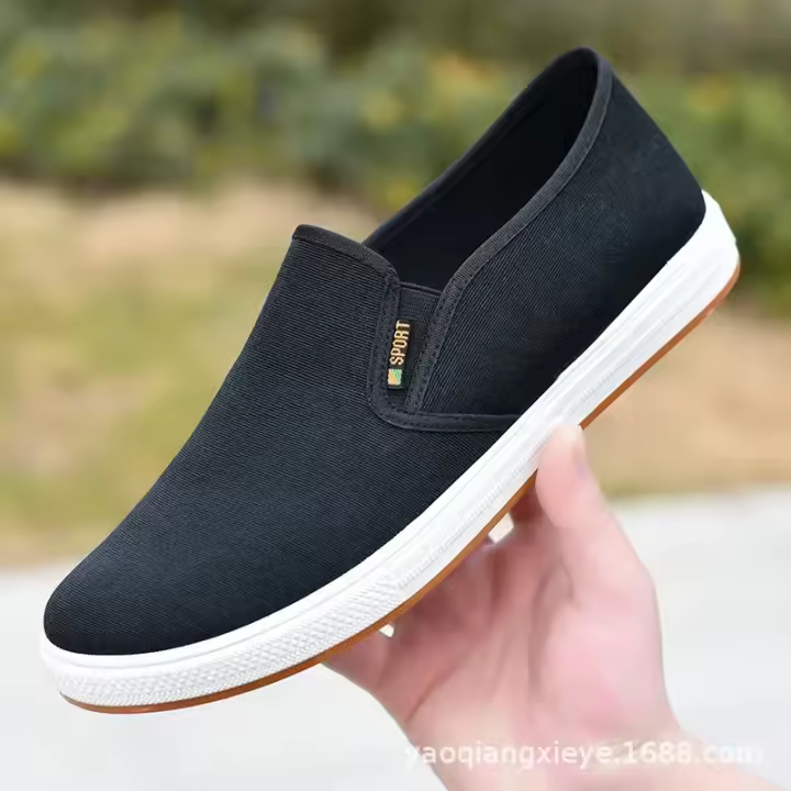 Zapatos de tablero cómodos casuales de lona para hombres, nuevos zapatos deportivos negros - 1