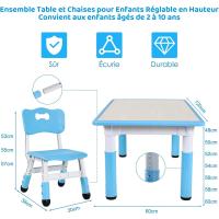 Mesa de Niños Ajustable en Altura Juego de Sillas de 4 Ideal para Jardín de Infantes y Habitación - details 54