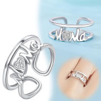 Anillo ajustable de Plata de Ley 925 brillante geométrico para mamá familiar, regalo de moda para fiesta de citas y boda para mujeres y niñas - details 1