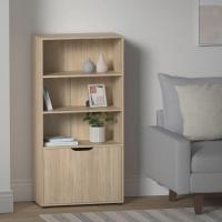 Estantería de Madera Natural Librería con Puerta y Compartimentos Abiertos - details 1