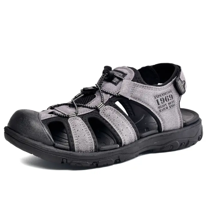 Sandalias de cuero de verano para hombre, zapatos de playa transpirables, cómodas sandalias suaves para caminar y senderismo, sandalias atléticas antideslizantes para exteriores - 1