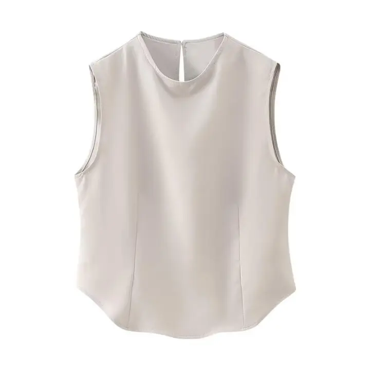 BUNO-Vestido Midi elegante con bolsillos lisos para mujer, vestido elegante sin mangas con cuello redondo, vestidos ajustados con abertura para ir al trabajo, batas acampanadas lisas 2025 - 1