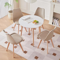 EGOONM-mesa de comedor redonda nórdica, Juego de 4 sillas de comedor con cojín de PU para comedor, Cocina, Restaurante, balcón y hogar - details 12