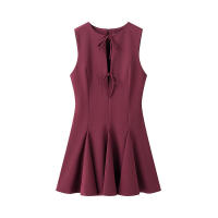 Elegante Vestido Mini A-line con Lazos de Encaje Moda de Calle Alta para Mujeres - details 0