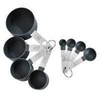 Tazas medidoras con cabezal de plástico, mango de acero inoxidable para medir ingredientes líquidos secos, cucharada precisa, 8 piezas por juego - details 1