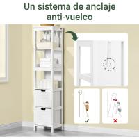 Armario de Baño Estrecho Moderno Diseño Nórdico Compacto con 3 Estantes y 2 Cajones - details 7