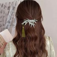 Horquilla con borla de hoja, traje Tang, pinza para el pelo, estilo antiguo, horquilla de estilo antiguo, accesorios para el cabello para niña, tocado de estilo chino verde - details 5