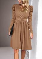Elegante V-cuello Vestido para Mujer Color Sólido de Alta Calidad Estilo Retro Casual Moda Femenina - details 17