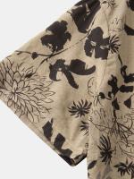 Camisa informal de algodón con estampado de hojas y flores para hombre, camisa de manga corta, ropa masculina para verano - details 6