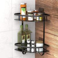 Organizador de Estante de Baño de Esquina Cesta de Pared Plateada sin Taladro - details 10