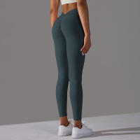 Pantalones de yoga con espalda en V para mujer, leggings sexys para entrenamiento Fiess, gimnasio, correr, cintura alta - details 27