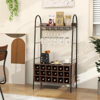 Vino con soporte para 15 copas, organizador de botellas con estantes abiertos para cocina, comedor, - details 1