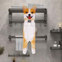 Toallas de mano creativas para perros de dibujos animados, toalla colgante absorbente suave de 60cm, toallas de animales simuladas de secado rápido engrosadas - details 6