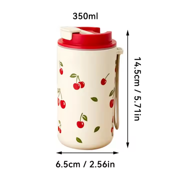 Botella de agua de plástico portátil con cuerda sellada, vaso resistente al frío y al calor para leche y café, 350/400Ml - 1