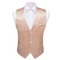 Chaleco de satén de seda sólida para hombre, chaqueta Formal sin mangas, color rojo liso, Tops informales para bodas y negocios, de diseñador, - details 4
